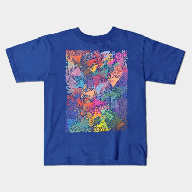 Interlaced Tentacled Triangles Kids T-Shirt by Barschall